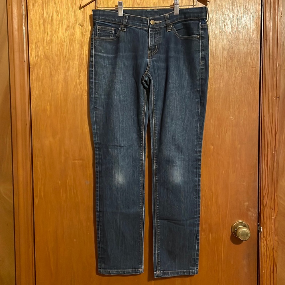 •NEW YORK & COMPANY•DENIM FADED KNEES MID-RISE JEANS SIZE 4 PETITE <EUC> - Picture 2 of 7